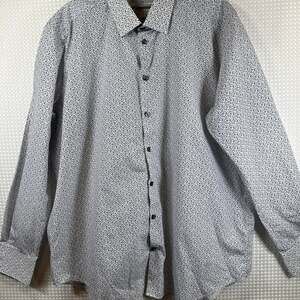 Christian Lacroix Blue Modern Americana Geometric Print Button Up Shirt